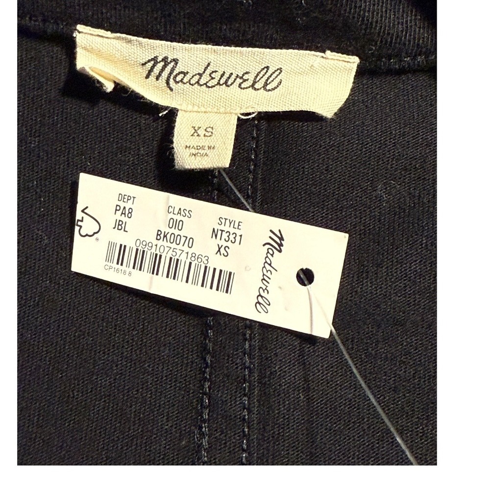 NEW Madewell Puff Sleeve Top Knit Tee Short Sleeve Jet Black Size XS - Picture 8 of 8